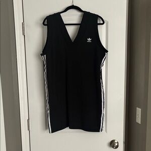 Adidas Black V-Neck Dress with White Accents